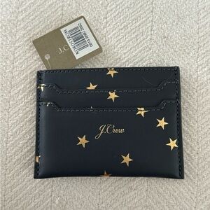J. CREW Foil Print Star Leather Slip Card Case
